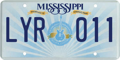 MS license plate LYR011