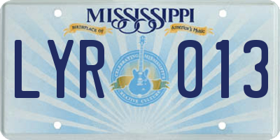 MS license plate LYR013