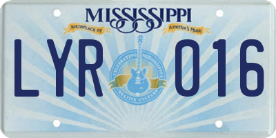 MS license plate LYR016