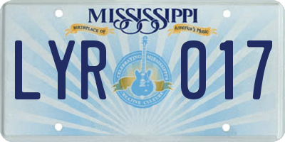 MS license plate LYR017