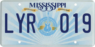 MS license plate LYR019
