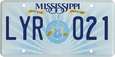 MS license plate LYR021