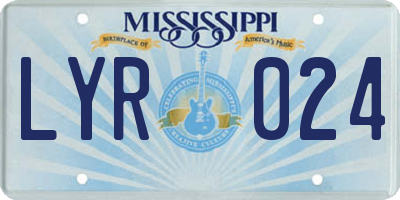 MS license plate LYR024