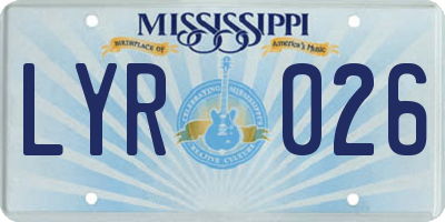 MS license plate LYR026