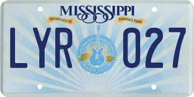 MS license plate LYR027