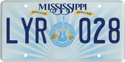 MS license plate LYR028
