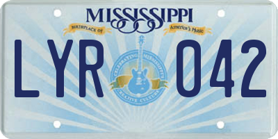MS license plate LYR042