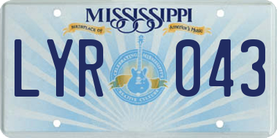 MS license plate LYR043