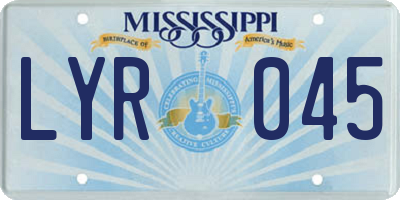 MS license plate LYR045