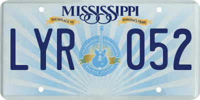 MS license plate LYR052