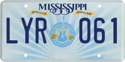 MS license plate LYR061
