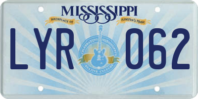 MS license plate LYR062
