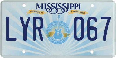 MS license plate LYR067