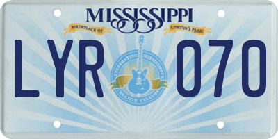 MS license plate LYR070