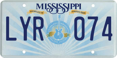MS license plate LYR074