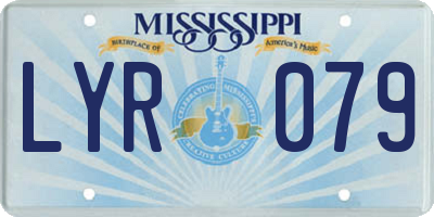 MS license plate LYR079