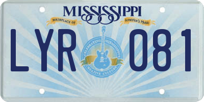 MS license plate LYR081