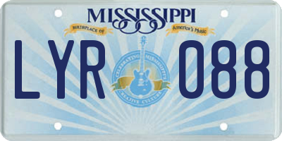 MS license plate LYR088