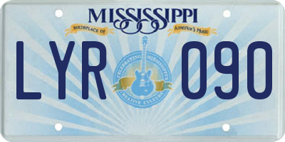 MS license plate LYR090
