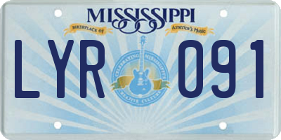 MS license plate LYR091