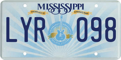MS license plate LYR098