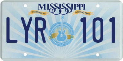 MS license plate LYR101