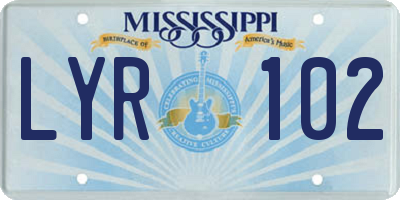 MS license plate LYR102
