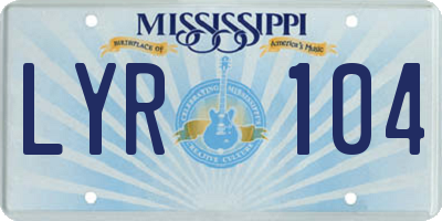 MS license plate LYR104