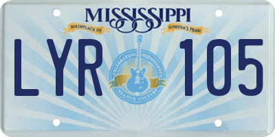 MS license plate LYR105