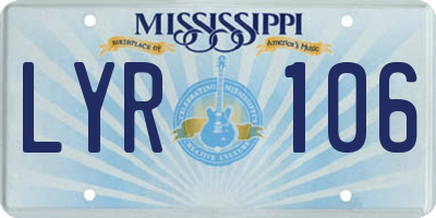 MS license plate LYR106