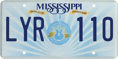 MS license plate LYR110