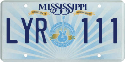 MS license plate LYR111