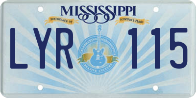MS license plate LYR115