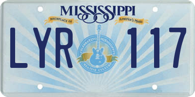 MS license plate LYR117