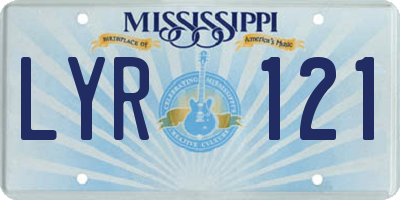 MS license plate LYR121