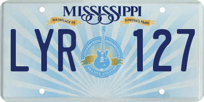 MS license plate LYR127