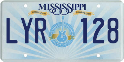 MS license plate LYR128