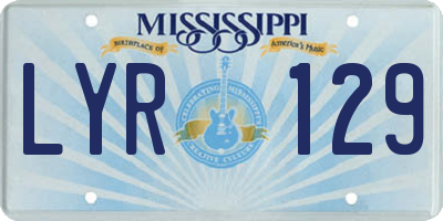 MS license plate LYR129
