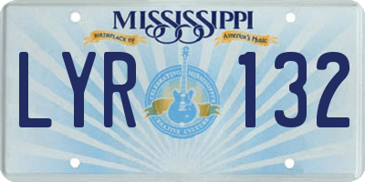 MS license plate LYR132