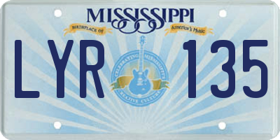 MS license plate LYR135