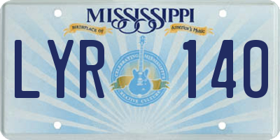 MS license plate LYR140