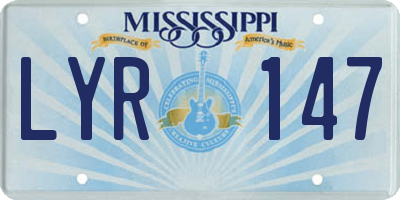 MS license plate LYR147