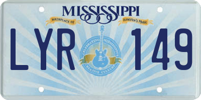 MS license plate LYR149