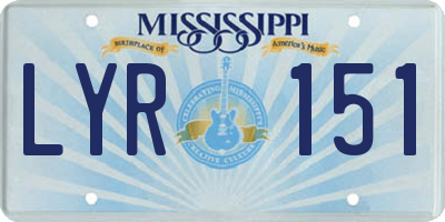 MS license plate LYR151