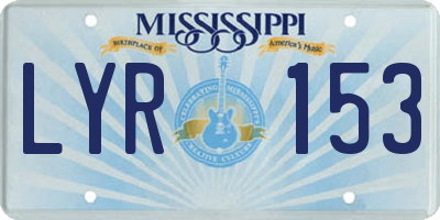 MS license plate LYR153