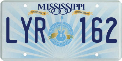 MS license plate LYR162
