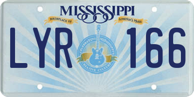 MS license plate LYR166
