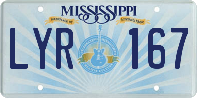 MS license plate LYR167