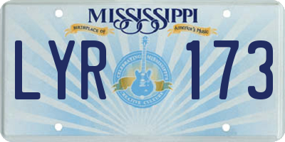 MS license plate LYR173