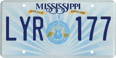 MS license plate LYR177